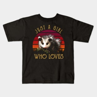 Just A Girl Who Loves Opossum Love Tee for Animal Aficionados Kids T-Shirt